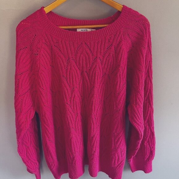 Rickis Plus Size knit sweater hot pink XXL Barbiecore Winter Warm Sweater - Picture 1 of 10